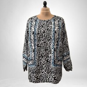 Chelsea & Theodore Unicorn Fox and Floral Print Blouse, NEW WITH TAGS! Size 1X